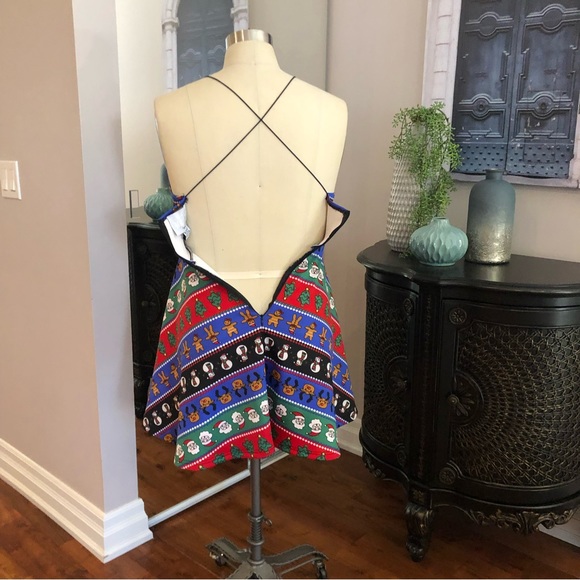 NWOT Christmas Dress size Small, zip up dress Elastic straps - Picture 5 of 7